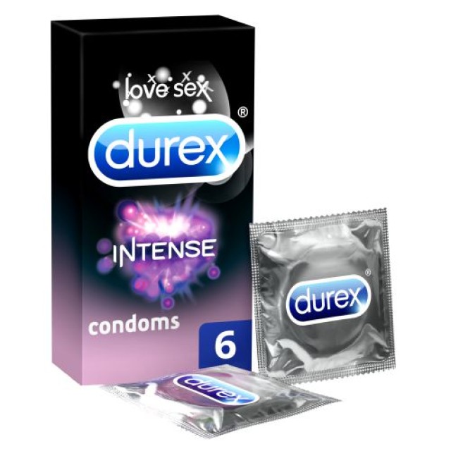 Durex Προφυλακτικά Με Κουκίδες Ραβδώσεις και Διεγερτικό Τζελ Intense 6 Τεμάχια product photo