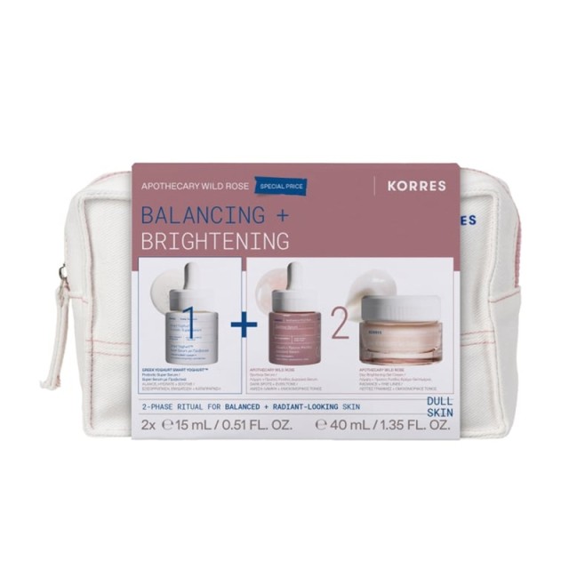Korres Promo Apothecary Wild Rose Balancing + Brightening Σετ Smart Yoghurt Super Serum 15ml + Wild Rose Διφασικό Serum 15ml + Wild Rose Κρέμα-Gel 40ml product photo