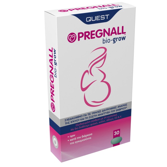 Quest Pregnall Bio-Grow Συμπλήρωμα Διατροφής Πριν & Κατά την Διάρκεια της Εγκυμοσύνης 30 Tabs product photo