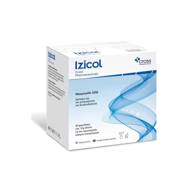 Cross Pharmaceuticals Izicol Adult Μακρογόλη 3350 για την Αντιμετώπιση της Δυσκοιλιότητας 20 sachets x 12gr product photo