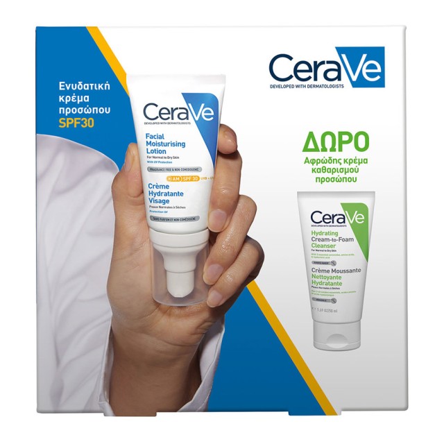 Cerave Promo AM Facial Moisturizing Lotion Spf30 52ml & Δώρο Hydrating Cream to Foam Cleanser 50ml product photo