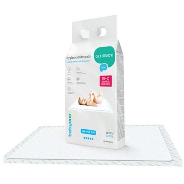 Babyono Hygienic Underpads Υποσέντονα Αλλαξιέρας Μίας Χρήσης 40x60cm 10+2 Δώρο product photo