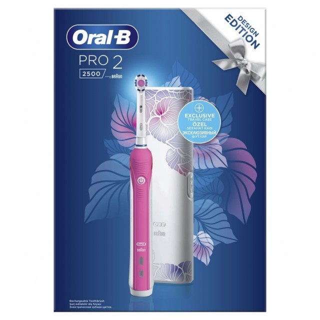 Oral-B Pro 2 2500 Ηλεκτρική Οδοντόβουρτσα Design Edition Pink & Travel Case product photo
