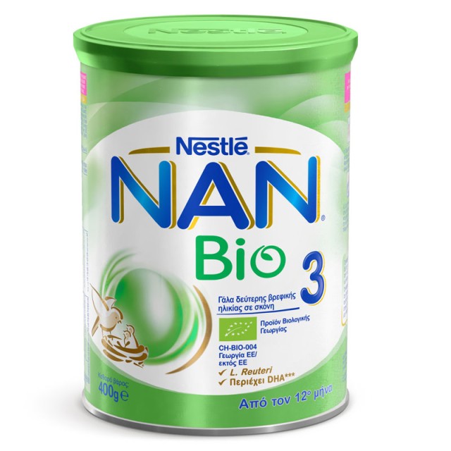 Nestle NAN Bio 3 Βιολογικό Γάλα Δεύτερης Βρεφικής Ηλικίας σε Σκόνη Από τον 12ο Μήνα 400gr product photo