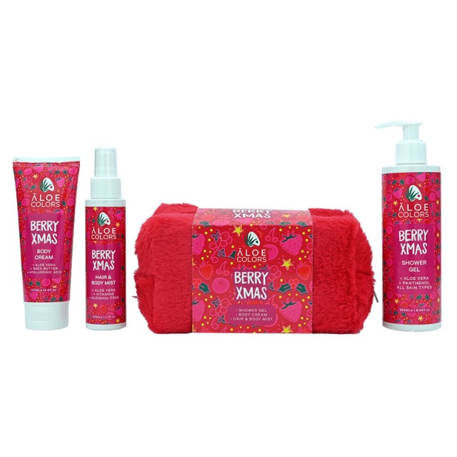 Aloe Colors Promo Berry Xmas Bag με Αφρόλουτρο 250ml, Κρέμα Σώματος 100ml, Hair & Body Mist 100ml product photo