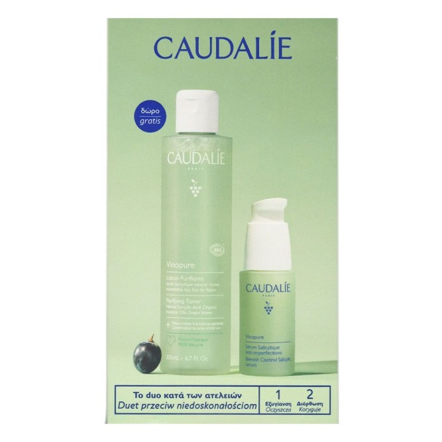 Caudalie Promo Vinopure Blemish Control Salicylic Serum 30ml & Δώρο Purifying Toner 200ml product photo