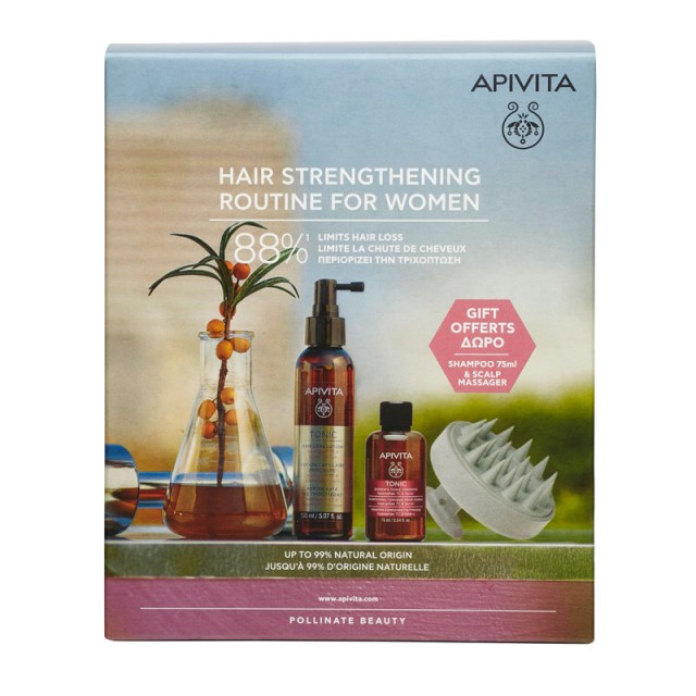 Apivita Promo Hair Strengthening Routine for Women Πρόγραμμα Ενδυνάμωσης Μαλλιών για Γυναίκες με Hair Loss Lotion Λοσιόν κατά της Τριχόπτωσης 150ml & Δώρο Tonic Shampoo Τονωτικό Σαμπουάν 75ml & Scalp product photo