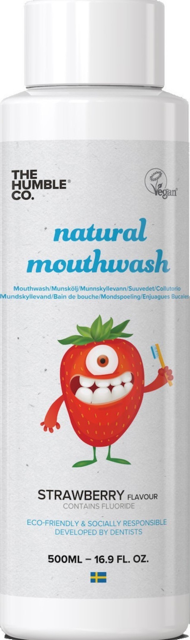 The Humble Co. Natural Mouthwash Kids Strawberry Παιδικό Φυσικό Στοματικό Διάλυμα Με Γεύση Φράουλα 500 ml product photo