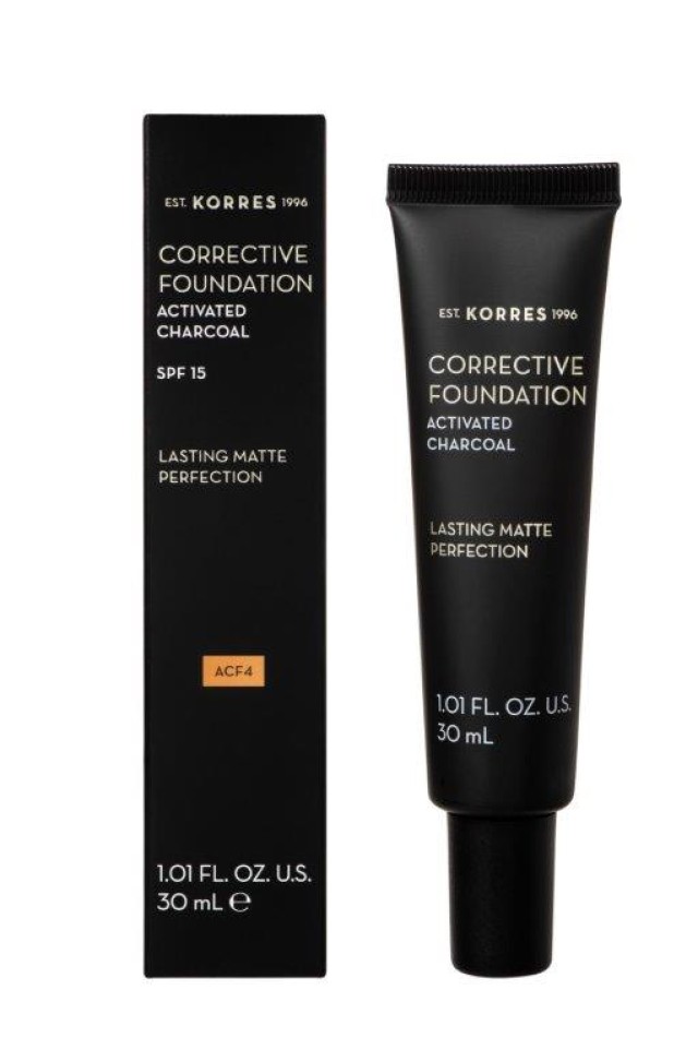 Korres Corrective Foundation Activated Charcoal Acf4 Spf 15 - Διορθωτικό Make Up Για Μέτριες Άτελειες 30 ml product photo