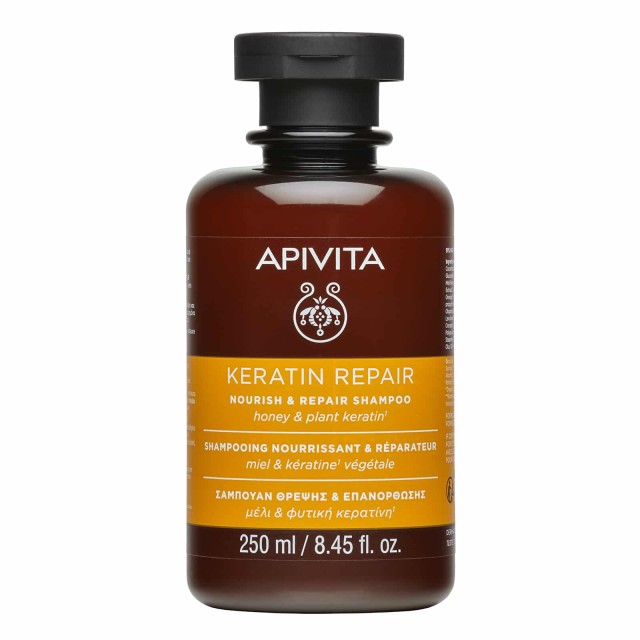 Apivita Keratin Repair Nourish & Repair Shampoo Σαμπουάν Θρέψης & Επανόρθωσης με Μέλι & Φυτική Κερατίνη 250ml product photo