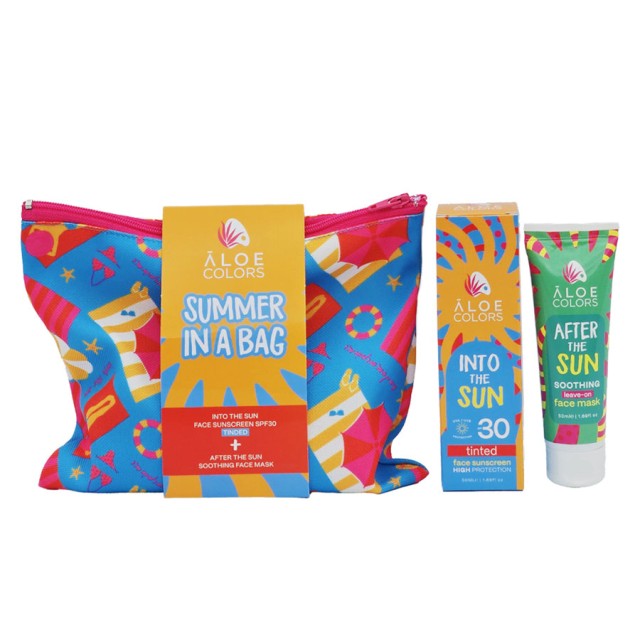Aloe Colors Promo Ιnto the Sun Cosmetic Summer in a Bag Αντηλιακή Κρέμα Προσώπου με Χρώμα SPF30, 50ml & After Sun Soothing Mάσκα Προσώπου 50ml product photo