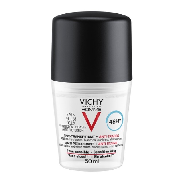 Vichy Homme 48h No Trace Deodorant Roll-on 50 ml product photo