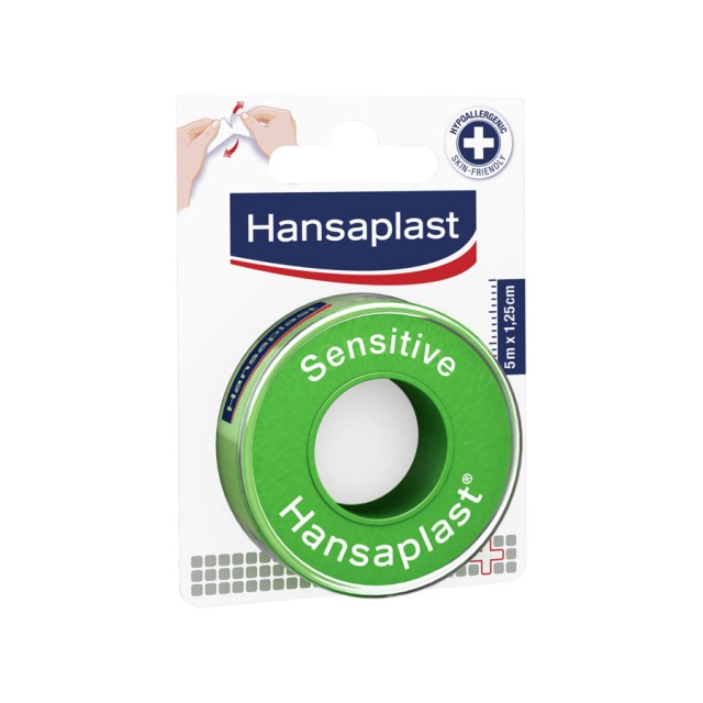 Hansaplast Μεταξωτή Αυτοκόλλητη Επιδεσμική Ταινία Sensitive, Yποαλλεργική 1,25 cm X 5 m product photo