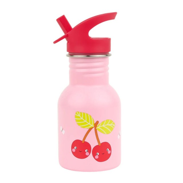 A Little Lovely Company Drink Bottle Θερμός-Μπουκάλι με Καλαμάκι & Διπλό Τοίχωμα από Ανοξείδωτο Ατσάλι Happy Cherries 350ml product photo