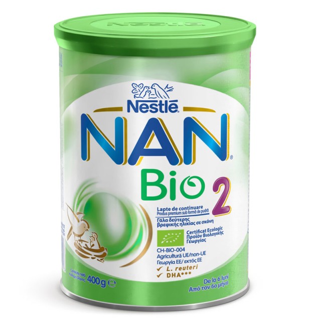 Nestle NAN Bio 2 Γάλα Δεύτερης Βρεφικής Ηλικίας σε Σκόνη Από τον 6ο Μήνα 400gr product photo