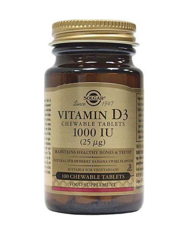 Solgar Vitamin D3 1000 Iu Chewable 100 Tabs product photo