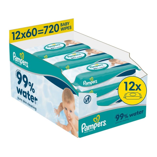 Pampers Monthly Βοx 99% Water Baby Wipes 720τεμ (12x60 τεμ) product photo