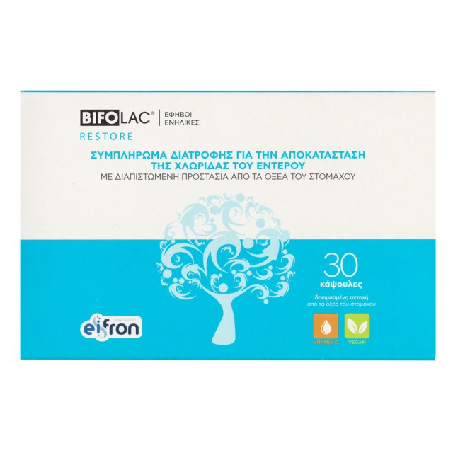Bifolac Restore Συμπλήρωμα Διατροφής για την Αποκατάσταση της Χλωρίδας του Εντέρου 30caps product photo