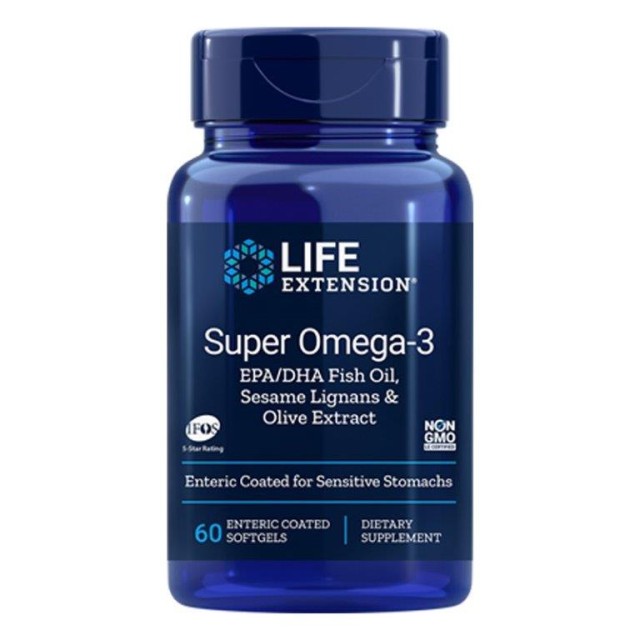 Life Extension Super Omega-3 60 softgels [Epa/Dha, Sesame Lignans & Olive Extract] product photo