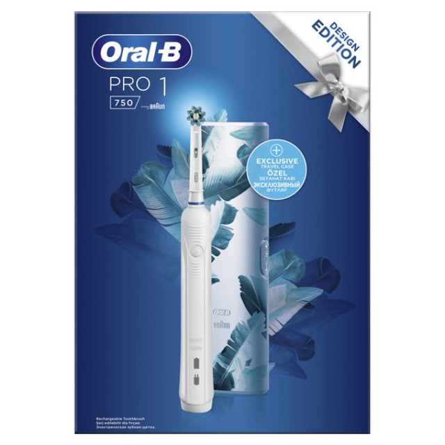 Oral-B Pro 1 750 Ηλεκτρική Οδοντόβουρτσα Design Edition White & Travel Case product photo