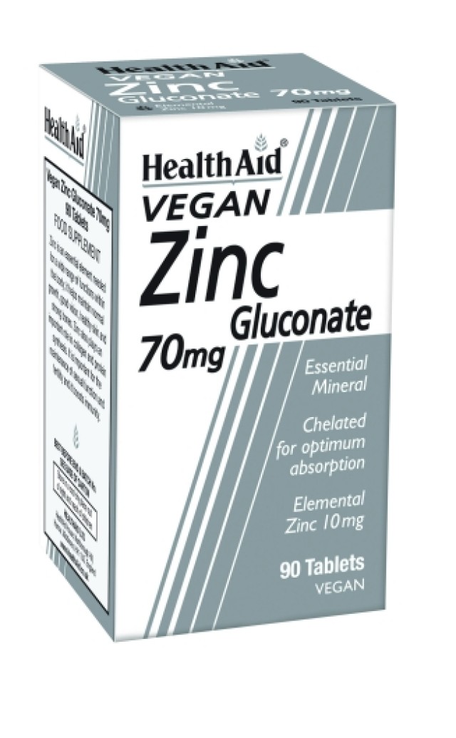 Health Aid Vegan Zinc Gluconate 70 mg 90 tabs product photo