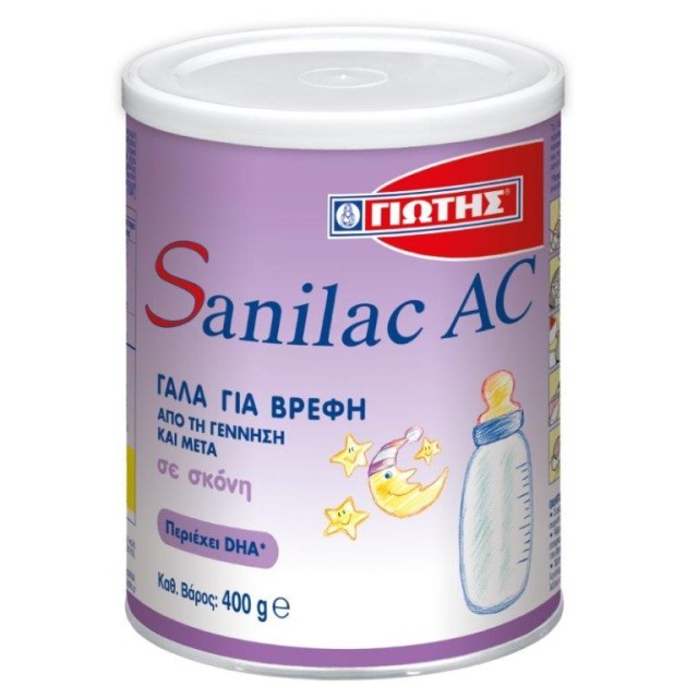 Γιώτης Sanilac AC Βρεφικό Γάλα Για Κολικούς Κατάλληλο Από Τη Γέννηση 400 gr product photo