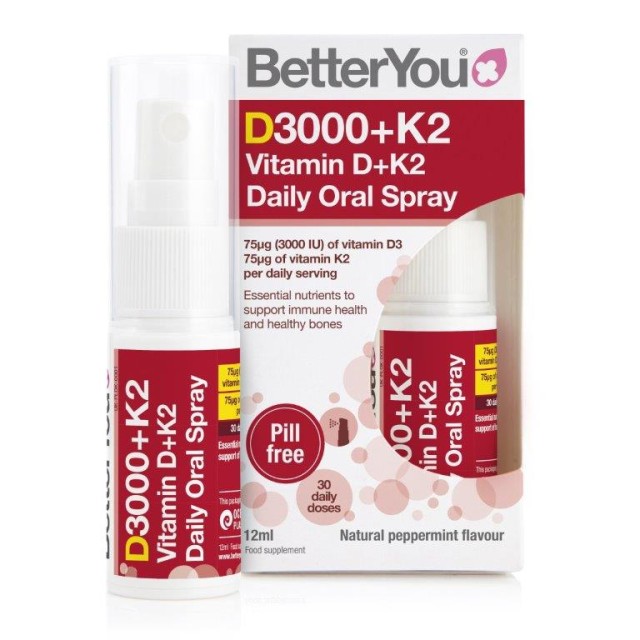 BetterYou D3000 + K2 Vitamin D+K2 Daily Oral Spray 15ml product photo