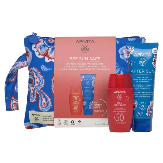 Apivita Promo Bee Sun Safe Dry Touch Invisible Face Fluid Spf50, 50ml & Δώρο After Sun Cool & Sooth Gel-Cream Travel Size 100ml & Νεσεσέρ product photo