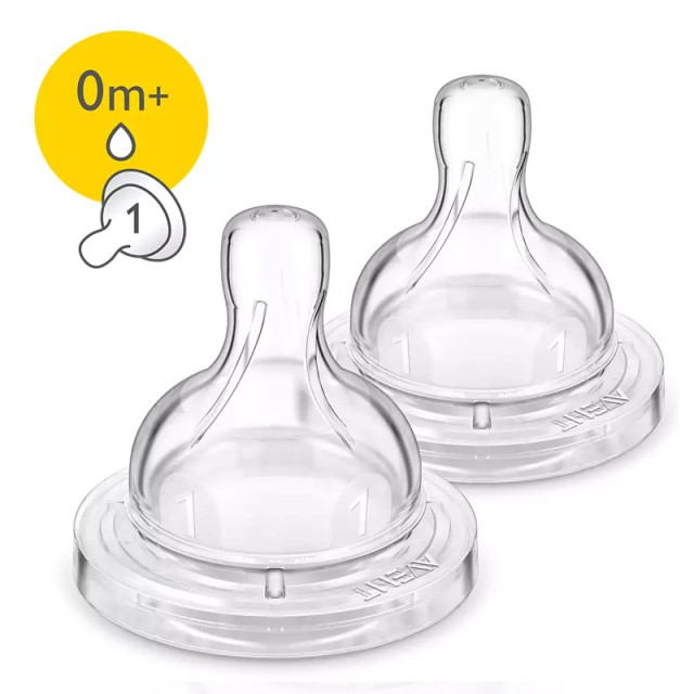 Philips Avent Θηλές Σιλικόνης 1 Οπής 0m+ 2 Τεμάχια - B7SCF631/27 product photo