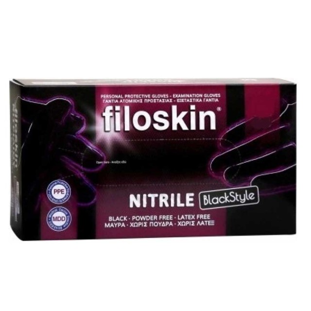 Filoskin Γάντια Νιτριλίου BlackStyle Μαύρο Medium Χωρίς Πούδρα 100τμχ product photo