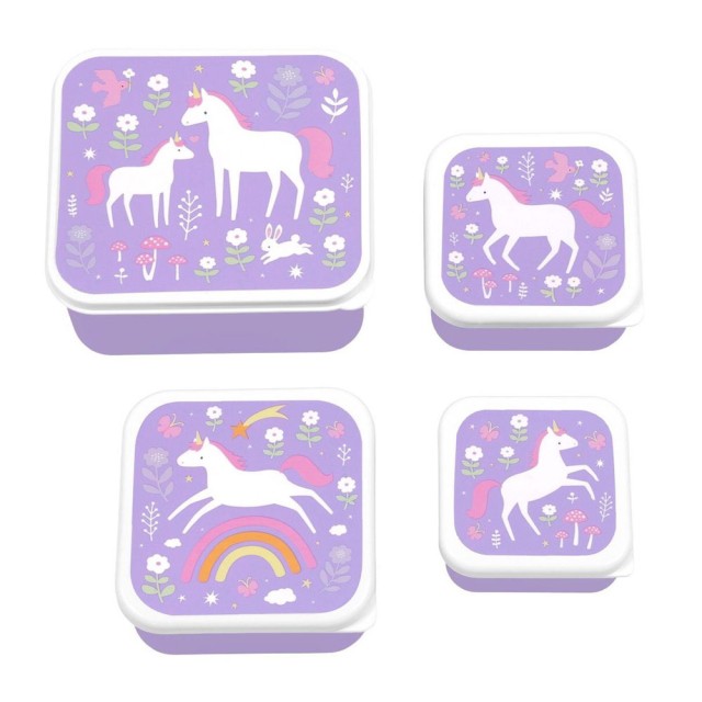 A Little Lovely Company Σετ 4 δοχεία φαγητού Lunch & Snack Box Unicorn Dreams - SBSEUD73 product photo