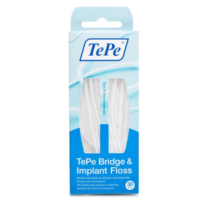 TePe Bridge & Implant Floss Νήμα Καθαρισμού Γεφυρών & Εμφυτευμάτων 30τμχ product photo