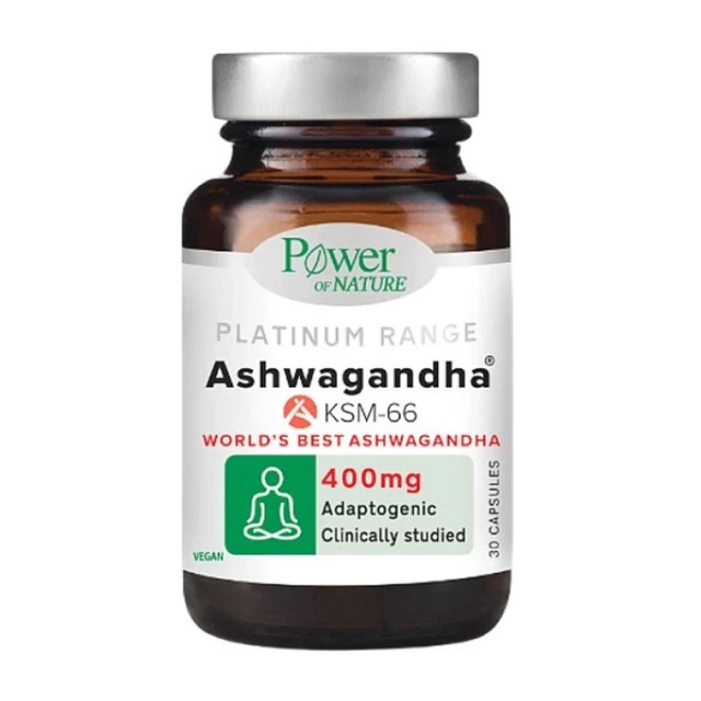 Power of Nature Platinum Range Ashwagandha KSM-66 400mg Αντιμετώπιση Άγχους & Στρες, Βελτίωση Ύπνου & Ενέργεια 30caps product photo
