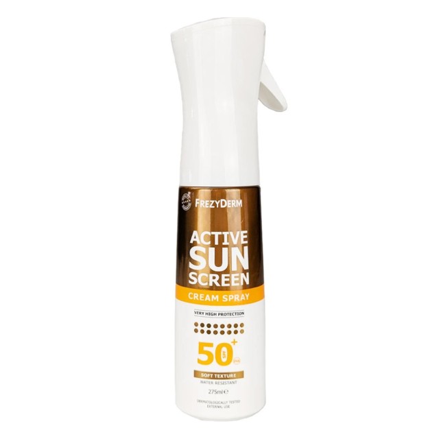 Frezyderm Active Spf50+ Sunscreen Cream Spray Αντηλιακό Σπρέι για Χρυσαφένιο Μαύρισμα 275ml product photo