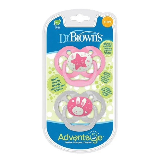 Dr. Browns Πιπίλα Νυχτός Advantage Κορίτσι Επίπεδο 2 6-18 Μηνών 2 τεμ - PA 22003 product photo