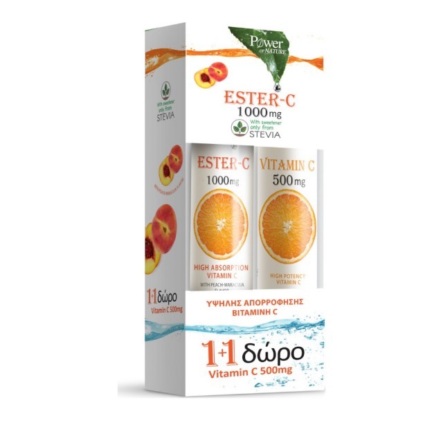 Power Health Power of Nature Ester-C 1000mg Stevia 20 Tabs + Δώρο Vitamin C 500mg 20 Tabs product photo