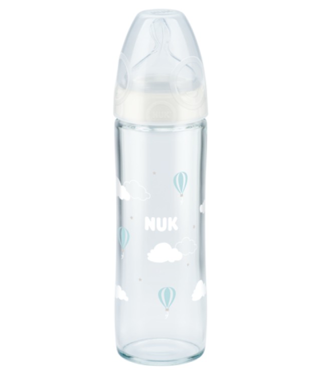 Nuk New Classic Μπιμπερό Γυάλινο Με Θηλή Σιλικόνης 240 ml 0-6 Μηνών Μέγεθος M product photo
