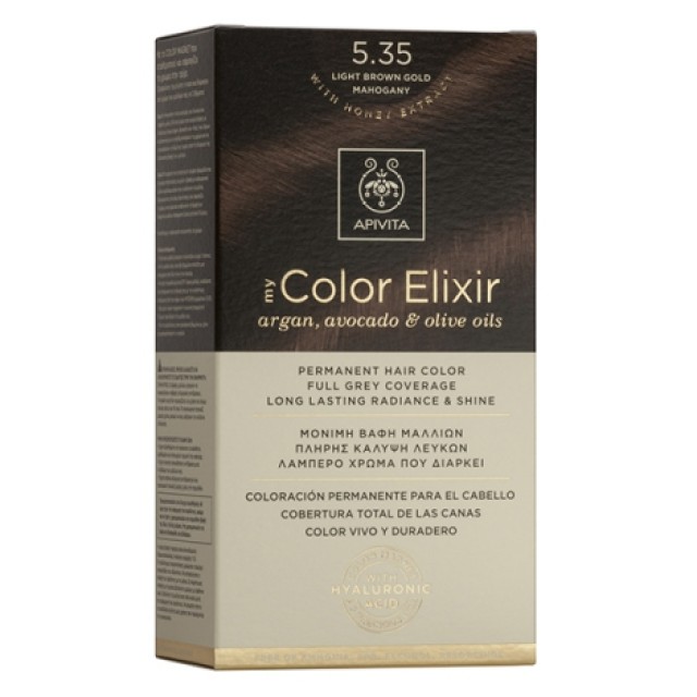 Apivita My Color Elixir 5.35 Καστανό Ανοιχτό Μελί Μαονί Μόνιμη Βαφή Μαλλιών 1 τμχ product photo
