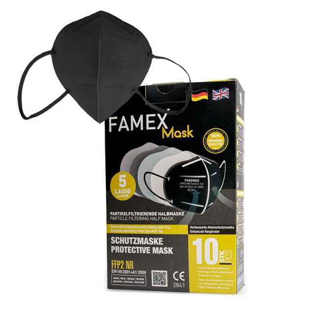 Famex Μάσκα Υψηλής Προστασίας FFP2 NR - Μαύρο 10τμχ product photo