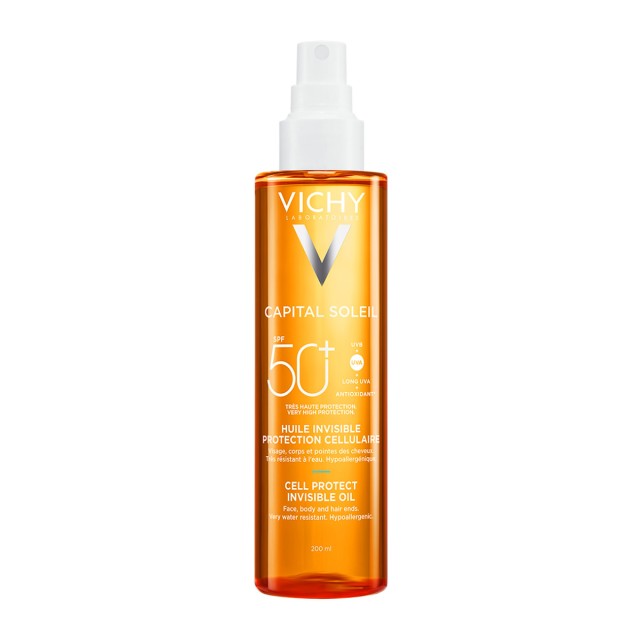 Vichy Capital Soleil Cell Protect Invisible Oil for Face, Body & Hair Ends Spf50+ 200ml product photo
