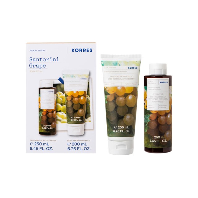 Korres Promo Santorini Grape Body Smoothing Milk 200ml Renewing Body Cleanser 250ml product photo