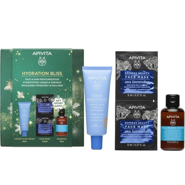 Apivita Promo Hydration Bliss Aqua Beelicious Λεπτόρρευστη Κρέμα Ενυδάτωσης SPF30 40ml & Δώρο Μάσκα Θαλάσσια Λεβάντα 2x8ml & Σαμπουάν 75ml product photo