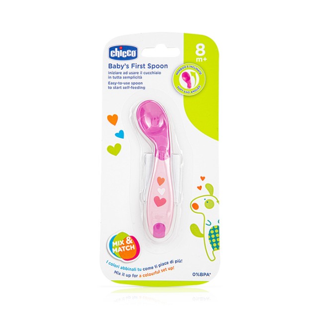 Chicco Babys First Spoon 8m+ Κουτάλι Σιλικόνης - Κορίτσι 1Τμχ - F01-16100-10 product photo