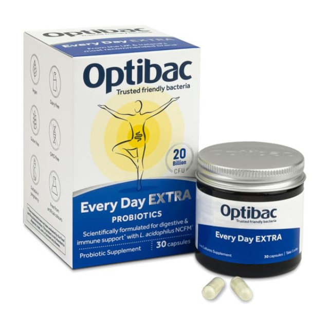 OptiBac For Every Day Extra Strength Συμπλήρωμα Διατροφής με Προβιοτικά που Προάγει την Πέψη, 30caps product photo