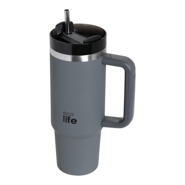 Ecolife Ανοξείδωτο Ποτήρι Θερμός με Καλαμάκι Junior Grey 900ml - 33-BO-5011 product photo