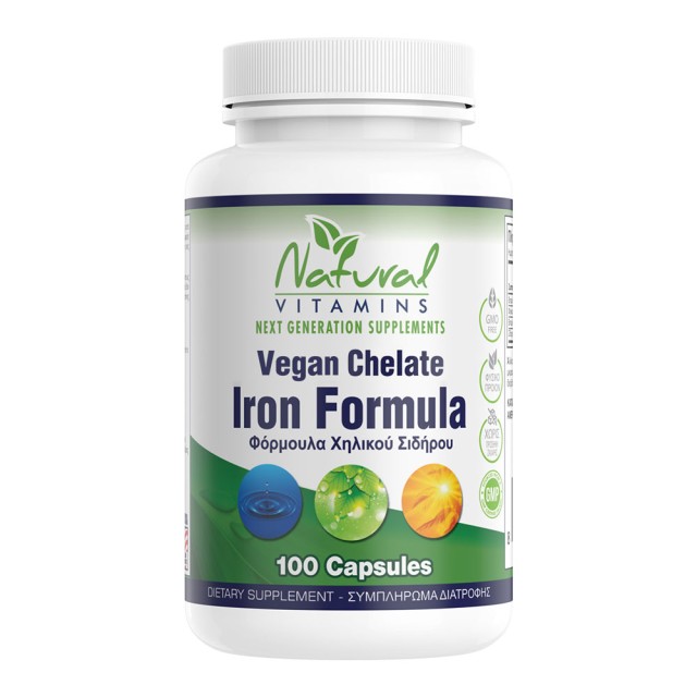 Natural Vitamins Iron Chelate Formula Φόρμουλα Χηλικού Σιδήρου 100 Κάψουλες product photo