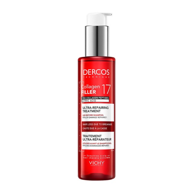 Vichy Dercos Collagen 17 Filler Ultra-Repairing Treatment Επανορθωτικό Σαμπουάν Μαλλιών κατά του Σπασίματος 150ml product photo