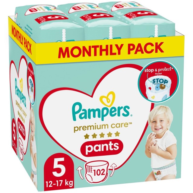 Pampers Monthly Pack Premium Care Pants Μέγεθος 5 (12kg-17kg) 102 Πάνες-Βρακάκι product photo