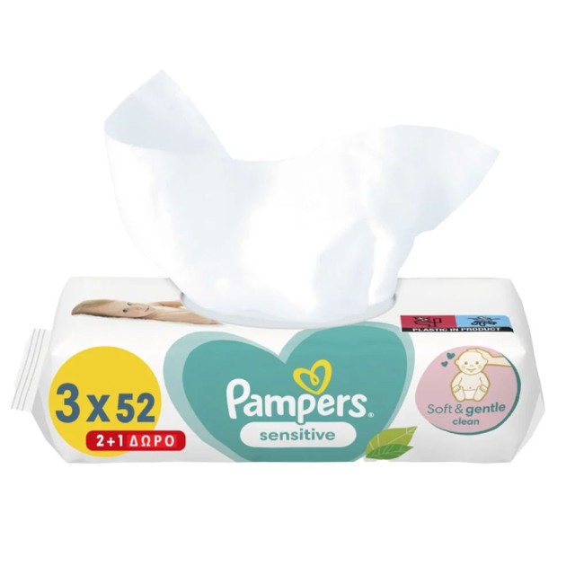 Pampers Sensitive Baby Wipes 156 Τεμάχια (3x52 Τεμάχια) product photo
