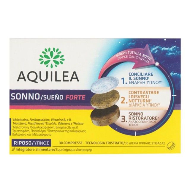 Aquilea Sueno Forte Συμπλήρωμα Διατροφής με Μελατονίνη 1mg για Χαλάρωση & Ύπνο 30tabs product photo